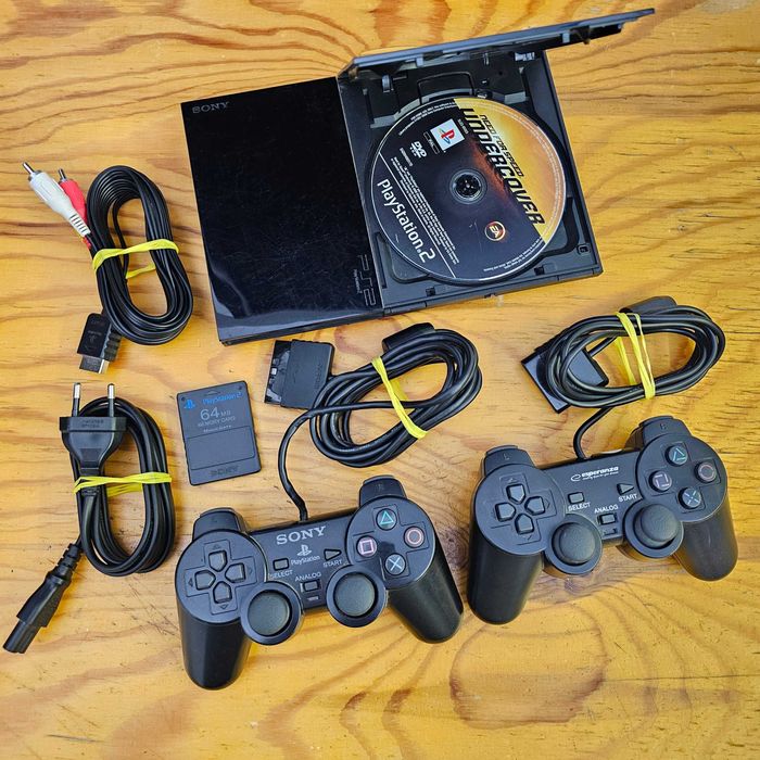 Konsola PLAYSTATION 2 PS2 Slim 2x Kontroler Gra Karta Pamięci Stan BDB