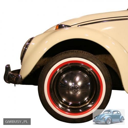 Nakładki na oponę biało-czerwone 15" (4 szt.) - części VW Gar
