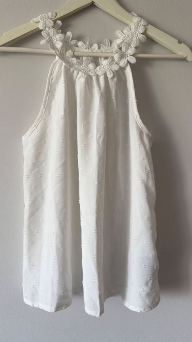 Biały top lekka koszulka na lato elegancka bluzka