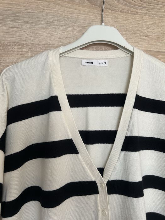 Sweter w paski rozpinany kardigan sinsay M