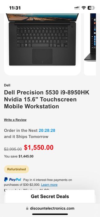 Dell Precision 5540 i9, 32gb ddr4, Nvidia T2000 15.6" FHD