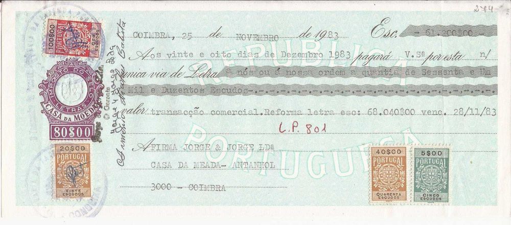 Letras Bancárias Antigas