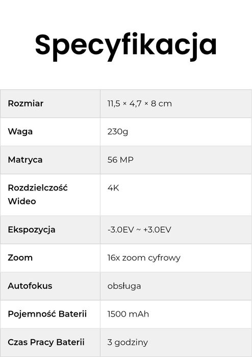 Nowy aparat cyfrowy Korvica 8 funkcji