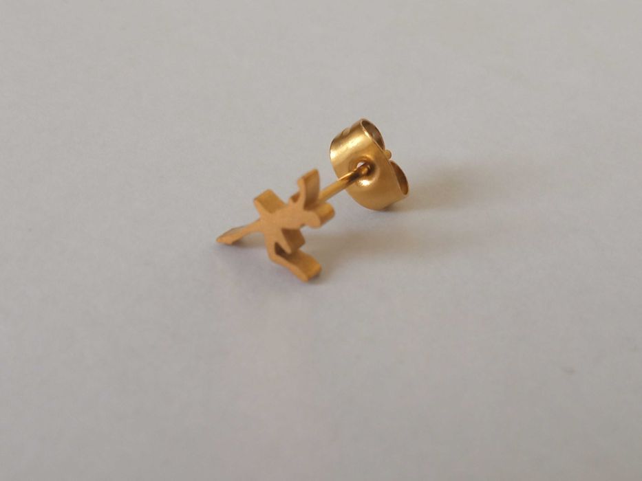 Kolczyk pojedynczy na sztyfcie tancerka baletnica złoty stalowy