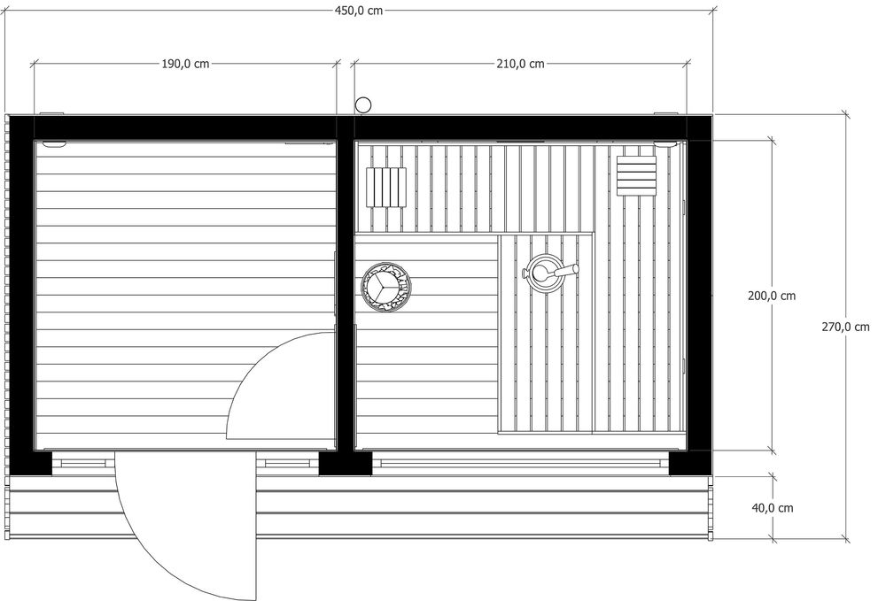 Sauna ogrodowa Nils 450 cm x 270 cm