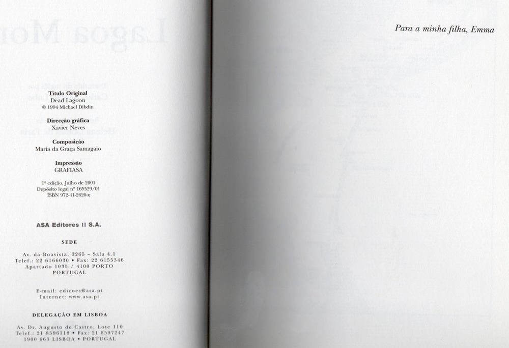 "Lagoa morta" de Michael Dibdin