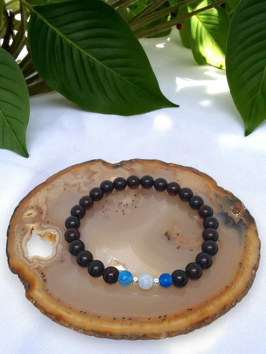 Bransoletka z bursztynu, BURSZTYN bałtycki wiśniowy, AGAT #1022