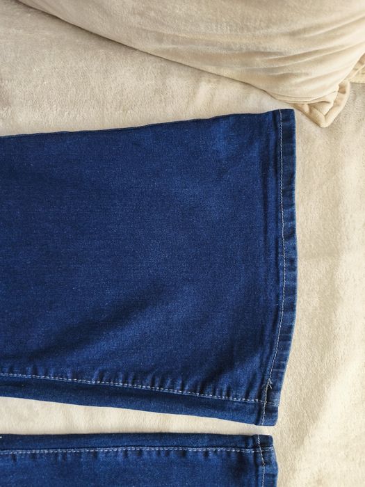 Dzwony jeans dżins granatowe elastyczne L spodnie