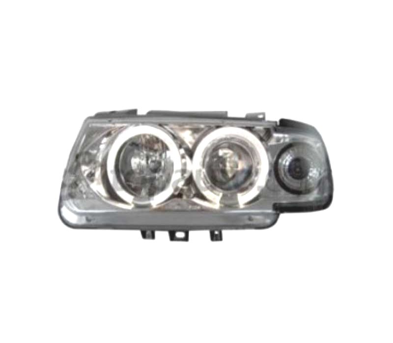 FARÓIS VOLKSWAGEN VW POLO 6N 94-99 ANGEL EYES FUNDO CROMADO MAN.