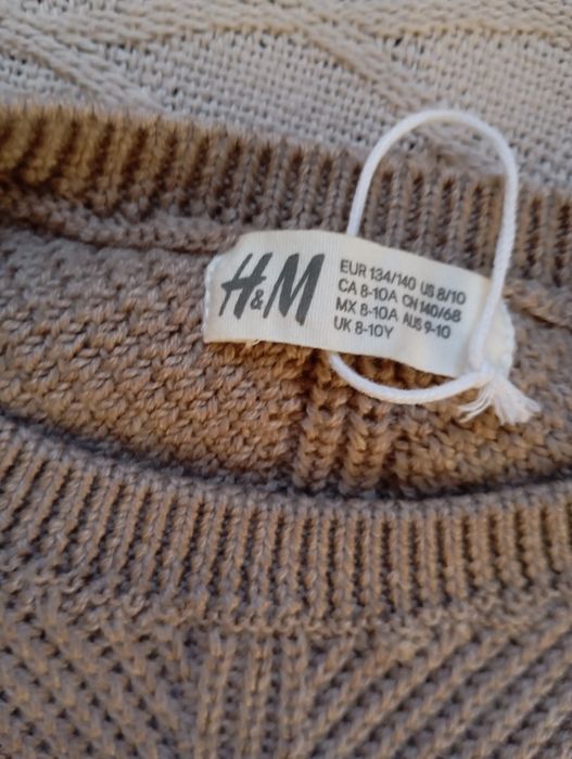 H&M Kids Exclusive 8-10lat Sweter 100% wełna szarobrązowy