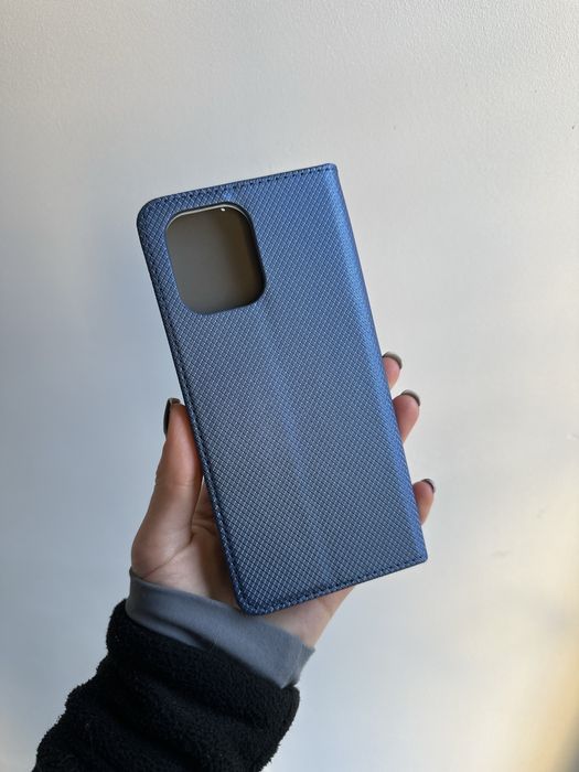 Szkło hartowane i etui zamykane niebieskie do MOTOROLA G75