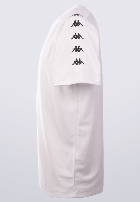 T-shirt biały logowany na rękawach Kappa L