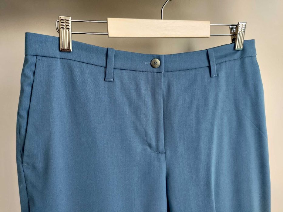 Eleganckie proste niebieskie spodnie z wełną Samsøe Samsøe rozmiar M