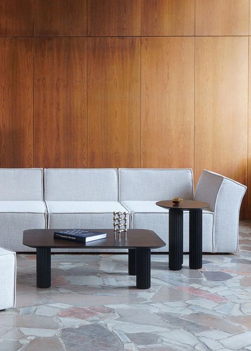 Elegancki stolik kawowy FILAR,ciemne drewno dębowe, TAMO design