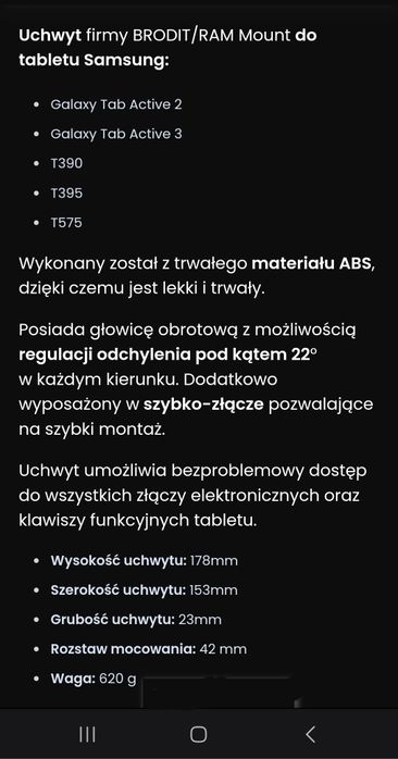 Sprzedam Uchwyt do tabletu Samsung