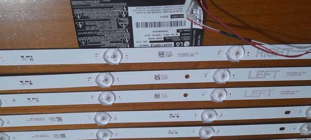 4 tiras led tv lg 49um7100plb /