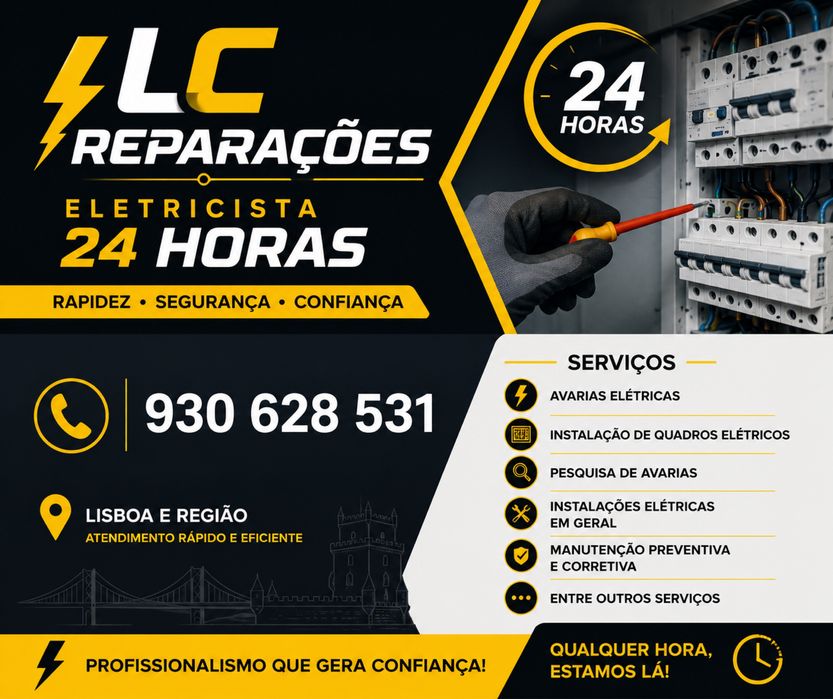 Eletricista credenciado pela DGE 24 horas