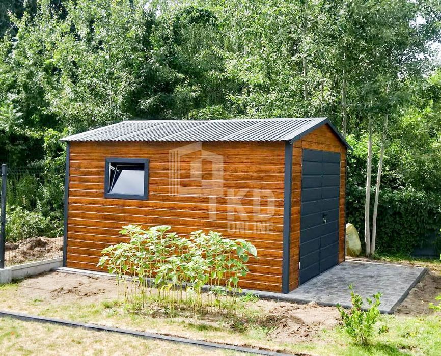 Schowek - Domek Ogrodowy 3M X 5M Okno Jasny Orzech Antracyt Tkd131