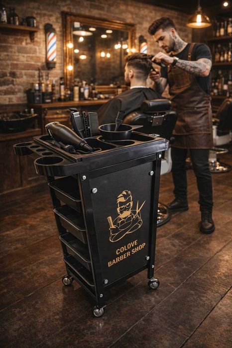 Тележка парикмахерская Barber  B-18 на колесах 4 полки, для барбершопа