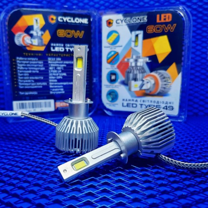 Світлодіодні led-лампи H1 Н4  Н7 Н11 17500 lm 6000к  Cyclone type 49