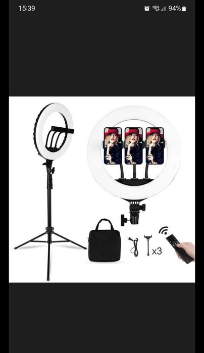 Професійна кільцева LED лампа з штативом HQ-18" 45см з тримачем.