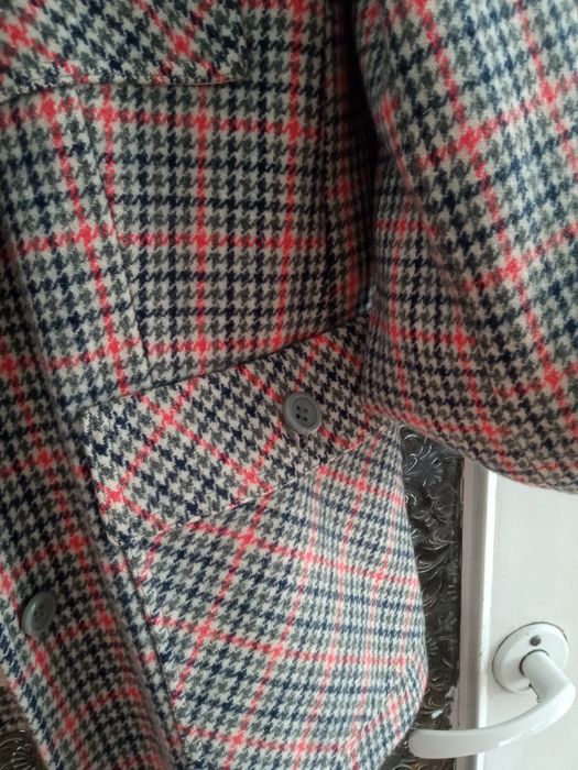 Płaszcz damski marynarka pepitka 40 L szara różowa Cora