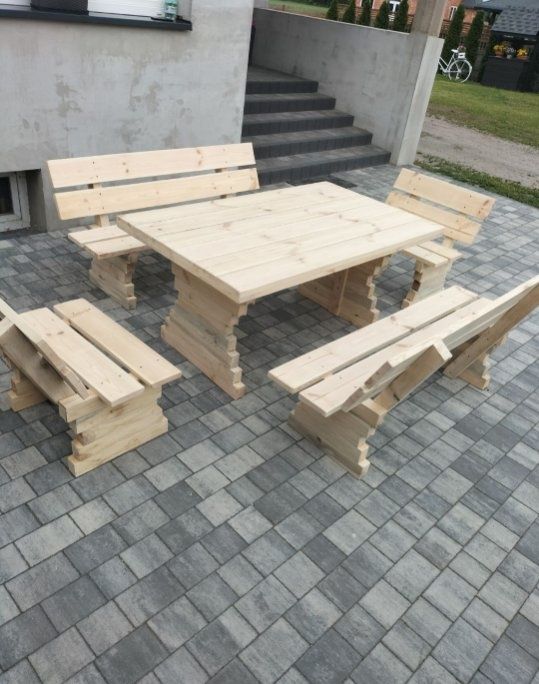 Stół z ławkami meble ogrodowe