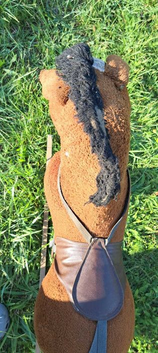 Stary, oryginalny, solidny konik na biegunach z PRL-u