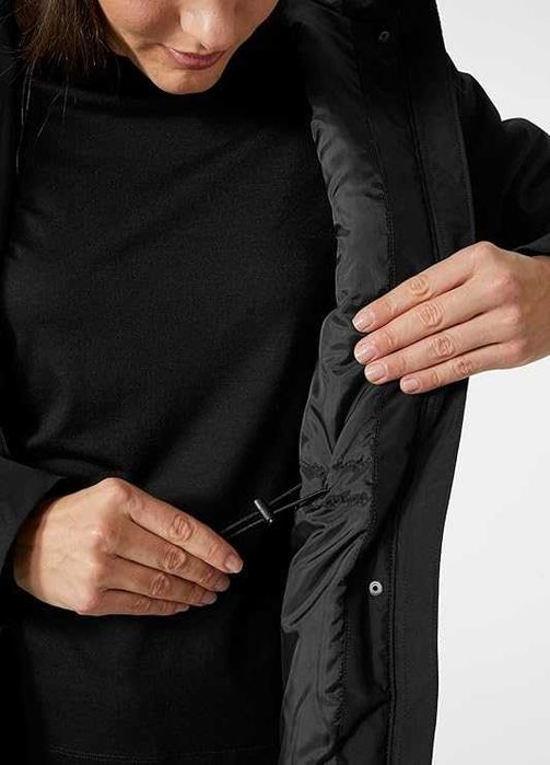 Damska Kurtka HELLY HANSEN W Irma Parka Futrzany Kołnierz Czarny L