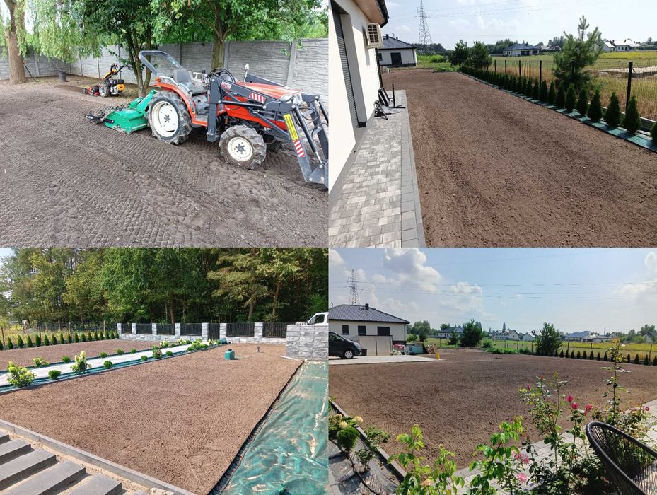 Zakładanie trawników  nawodnienia glebogryzarka kosiarka zamiatanie