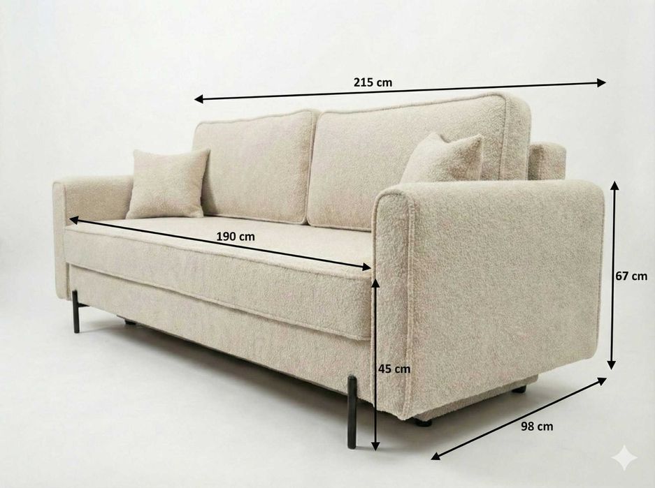 Modna kanapa Kopenhaga w stylu skandynawskim z funkcją spania