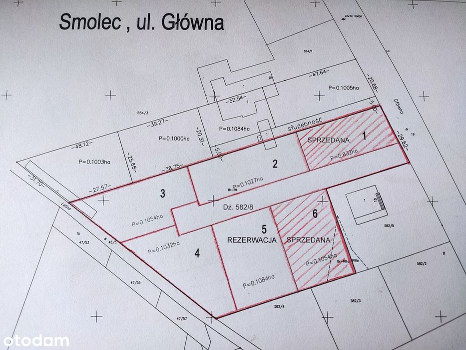 Smolec 3 działki 1027-1052m2, sprzedam, ul. Główna