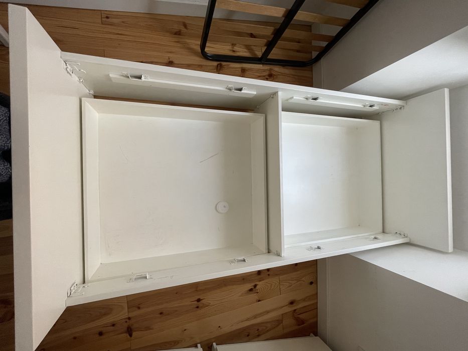 Cama Solteiro com duas gavetas Lacada em branco 90x190cm