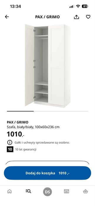 Szafa IKEA Pax podwójna biała