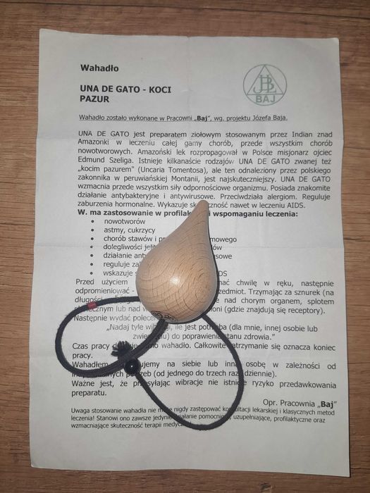 Wahadło wahadełko Una de Gato Koci pazur astma cukrzyca jelita hormony