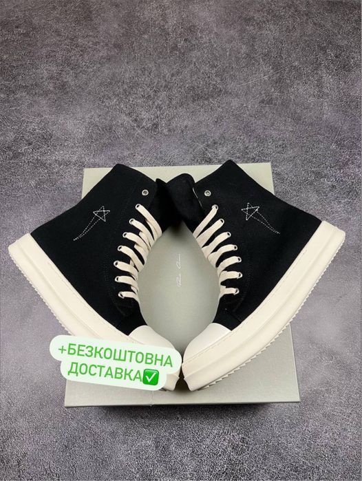 ОРIГ ЯКІСТЬ‼️ Кросівки Rick Owens Ramones Low Black White,рік овенс,ра