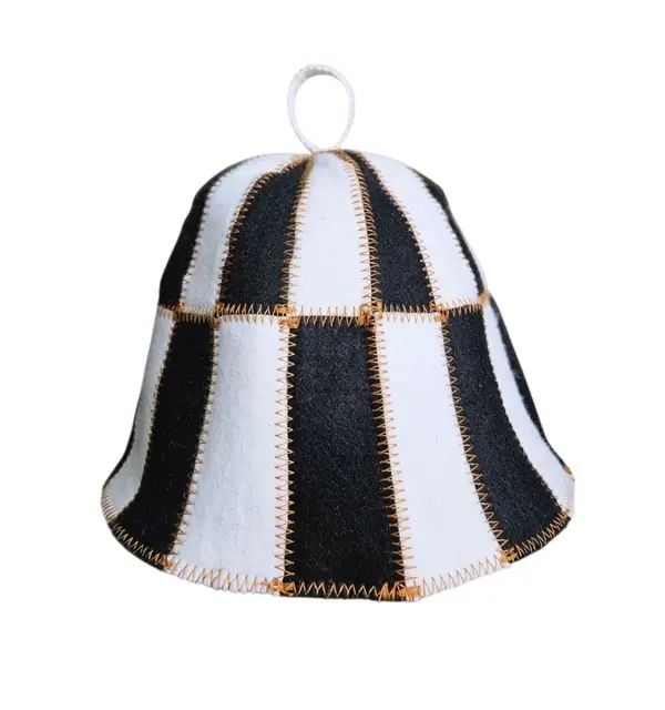 Шапка для лазні Клітка натуральна повсть Сіра