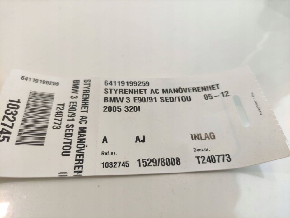 bmw 3 e90 e91 panel klimatyzacji sterowania nawiewu 695853601