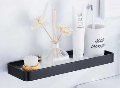 полка настенная в ванную 12х25см со стеклянным основанием белая