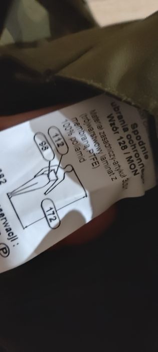 Nr 60 Spodnie ubrania ochronnego wzór 128/MON 112/98/172  Polecam