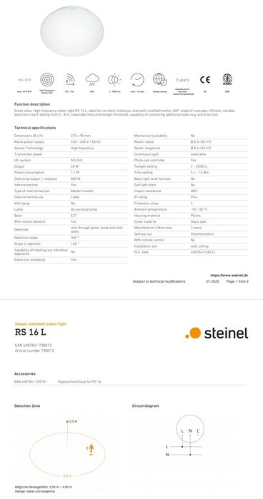 Plafon para lampada E27 com sensor