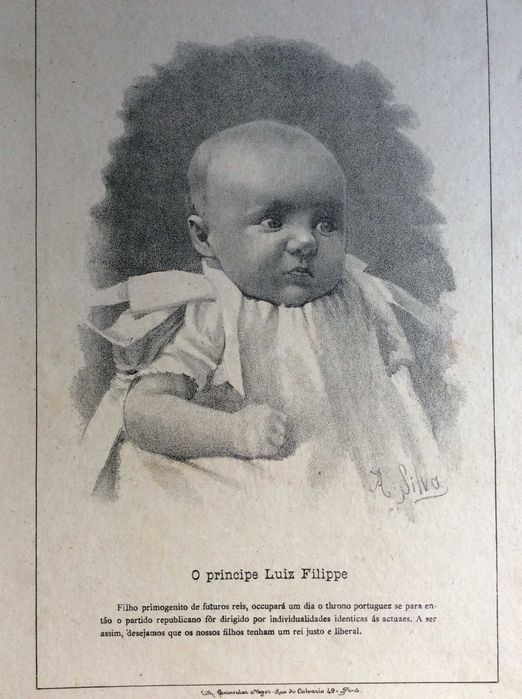 O Príncipe Luíz Filippe ( Portugal ) Luís Filipe de Bragança . Litografia original de 1887