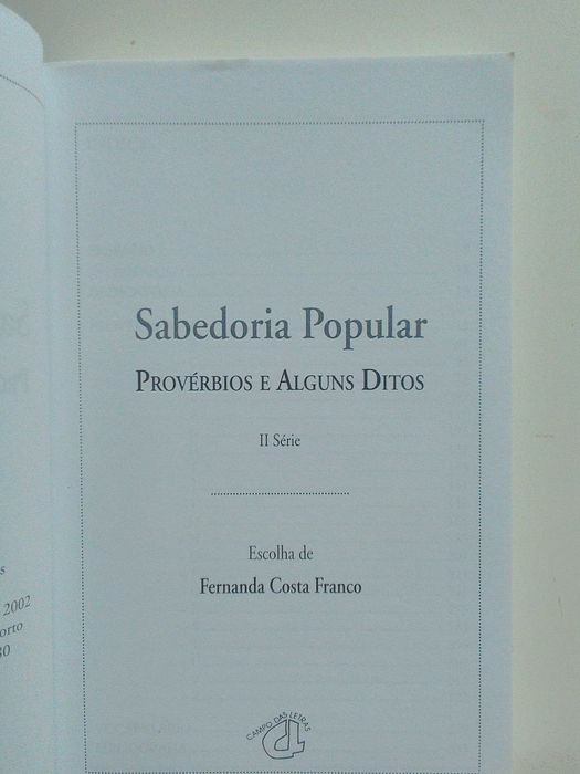 Sabedoria Popular Provérbios e alguns ditos II série