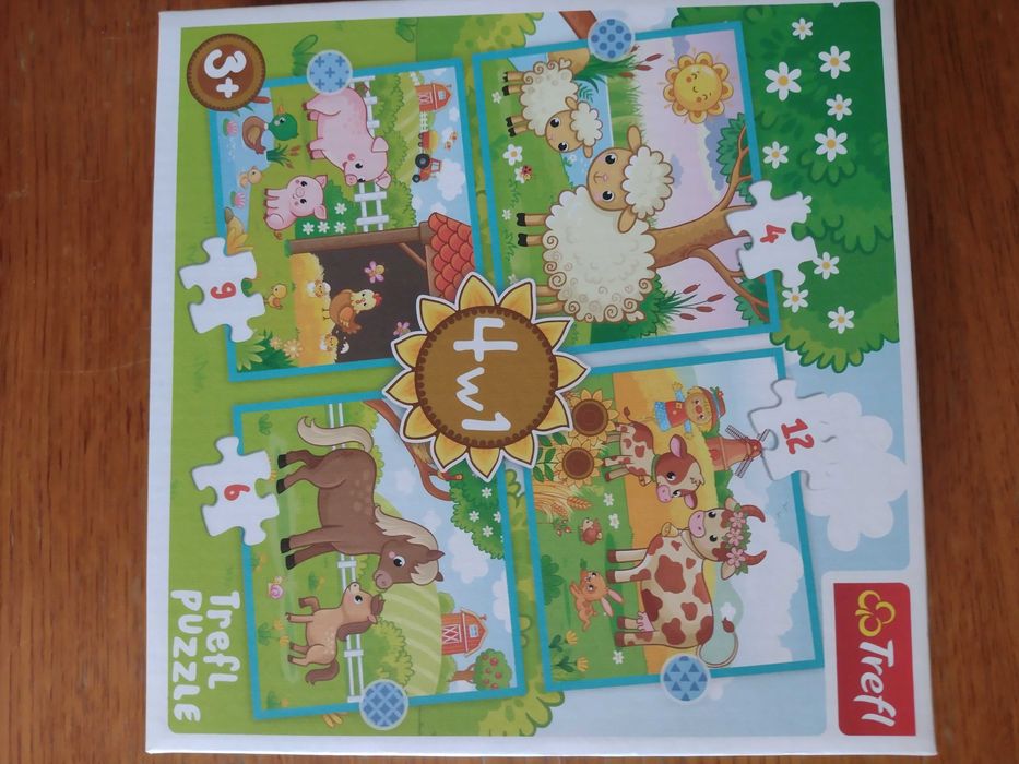 puzzle 4w1 zwierzęta na wsi