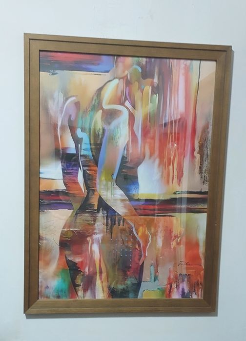 Quadro tela tecido moldura pintura mulher abstrata 57x77 cm