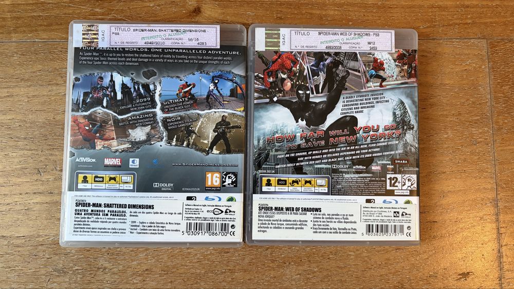 PS3 Spider-man web of shadows & Shattered dimensions