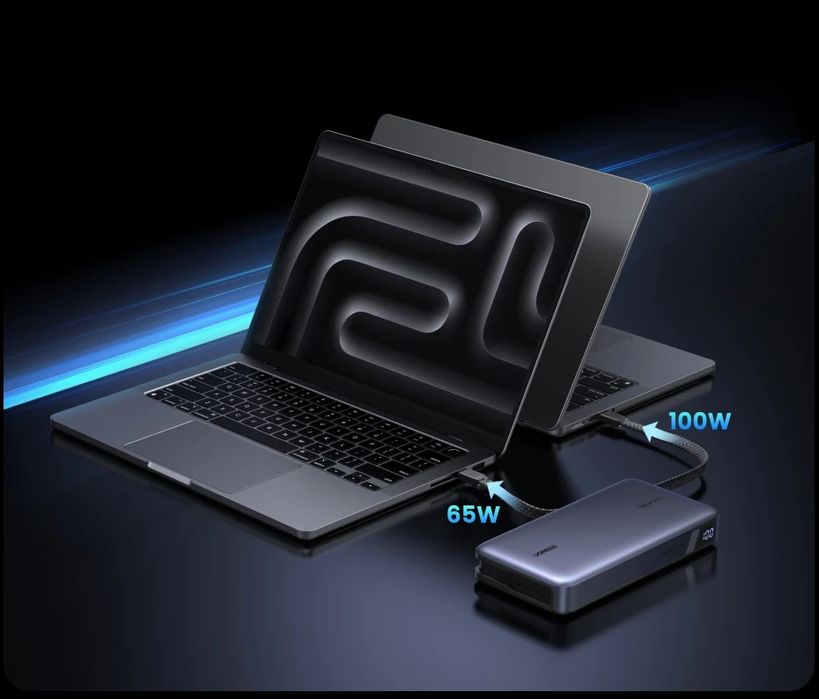 Повербанк Ugreen PB552 Nexode 25000mAh 165W з подвійними USB-C кабелям