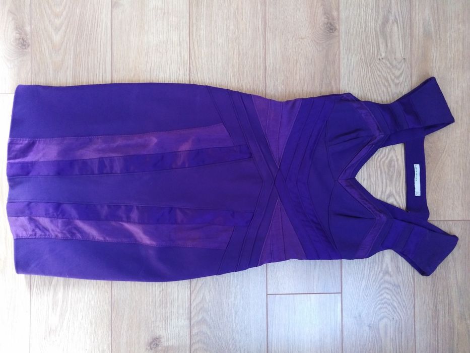 Sukienka KAREN MILLEN odkryte plecy chabrowa 36/S wesele lou lavika