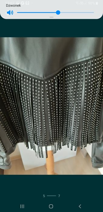 Kurtka Zara frędzle czarna damska ramoneska nity impreza tkmaxx must
