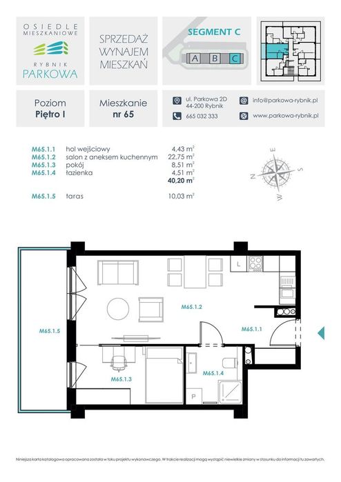2-pokojowe mieszkanie 40 m² + taras Bez Pośredników - Widok 2